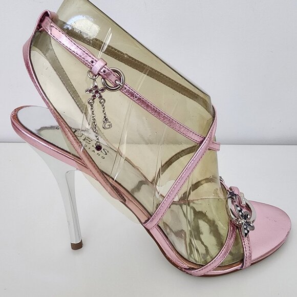 NIB GUESS GW Orwellian 6.5 high heels stilettos pink metallic